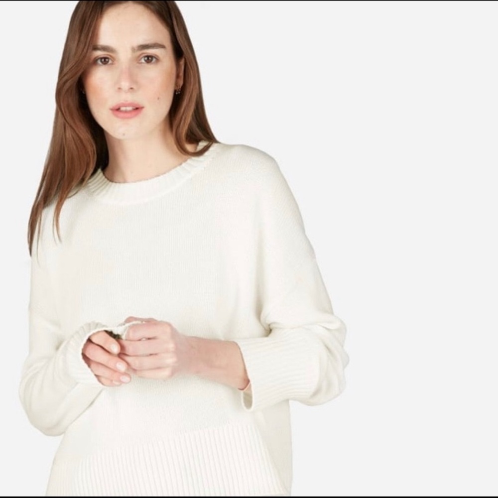 Everlane Soft Cotton Square Crew Sweater- Ivory